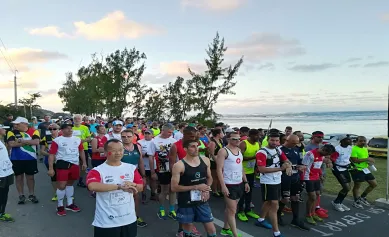 The Mauritius Marathon makes its way past Anbalaba at Baie du Cap